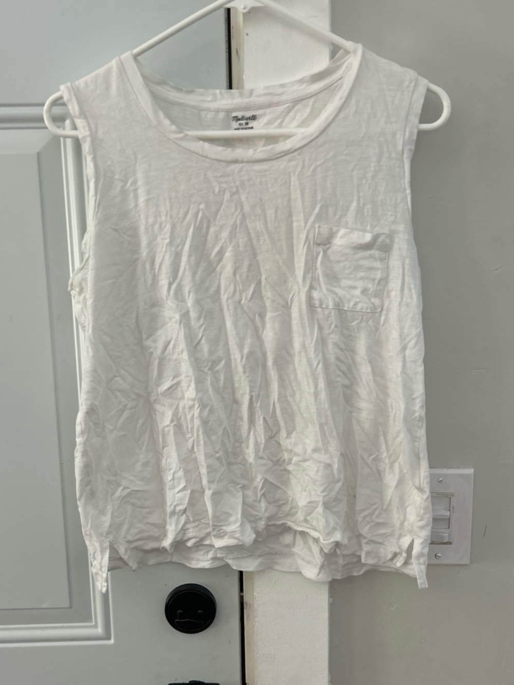 Madewell White Sleeveless Pocket Tank